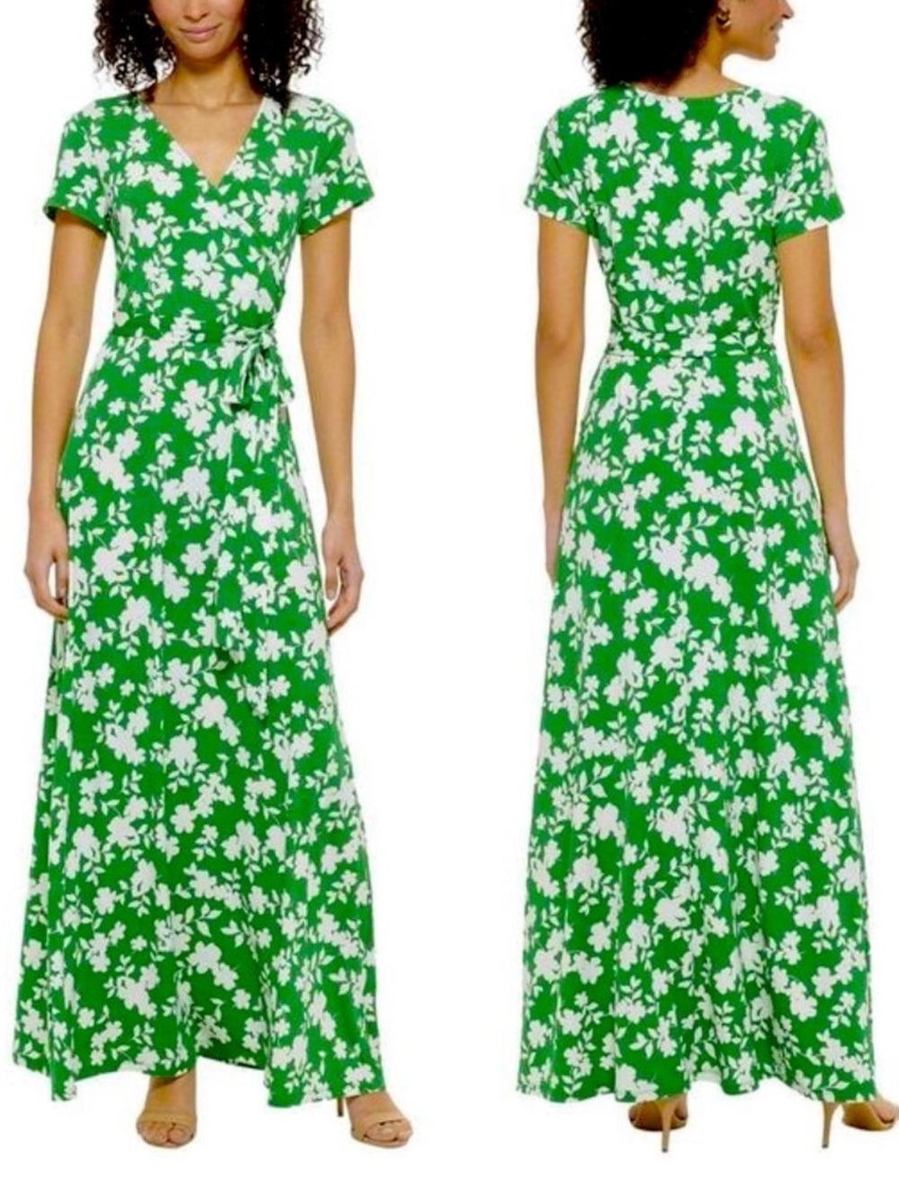 Eliza J |  Floral Faux Wrap Summer Vacation Flowy Maxi Dress